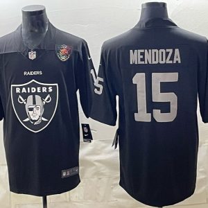 Raiders #15 Fernando Mendoza Black Shield Logo Football Jersey Men’s Stitched NFL Elite Jersey KK023 – 2026–27