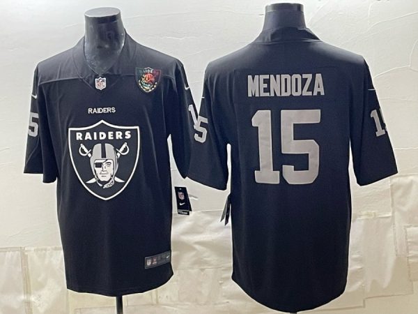 yp253275326-023 Raiders #15 Fernando Mendoza Black Shield Logo Football Jersey Men’s Stitched NFL Elite Jersey KK023 – 2026–27