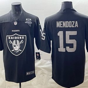 Raiders #15 Fernando Mendoza Black Shield Logo Football Jersey Men’s Stitched NFL Elite Jersey KK024 – 2026–27