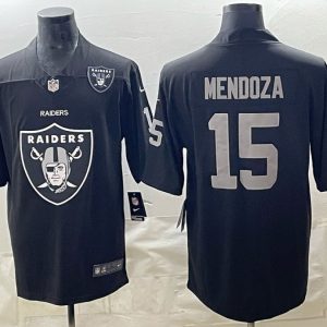Raiders #15 Fernando Mendoza Black Shield Logo Football Jersey Men’s Stitched NFL Elite Jersey KK025 – 2026–27