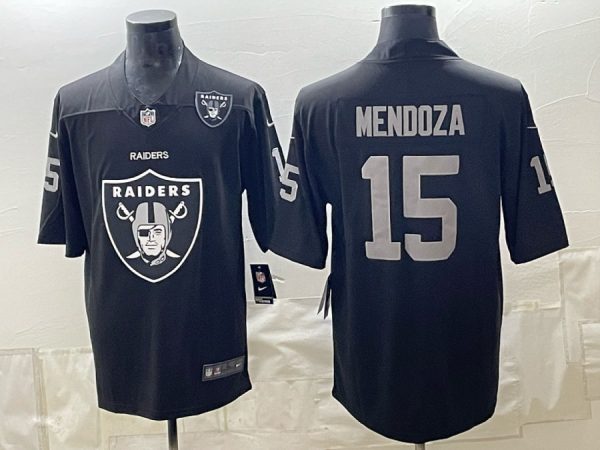 yp253275326-025 Raiders #15 Fernando Mendoza Black Shield Logo Football Jersey Men’s Stitched NFL Elite Jersey KK025 – 2026–27
