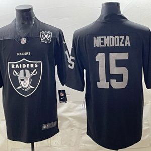 Raiders #15 Fernando Mendoza Black Shield Logo Football Jersey Men’s Stitched NFL Elite Jersey KK026 – 2026–27