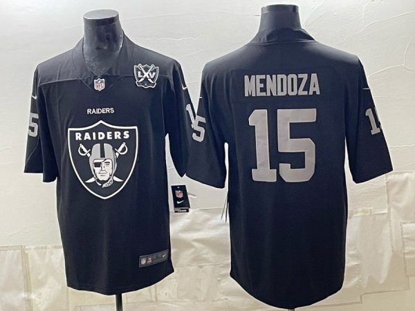 yp253275326-026 Raiders #15 Fernando Mendoza Black Shield Logo Football Jersey Men’s Stitched NFL Elite Jersey KK026 – 2026–27