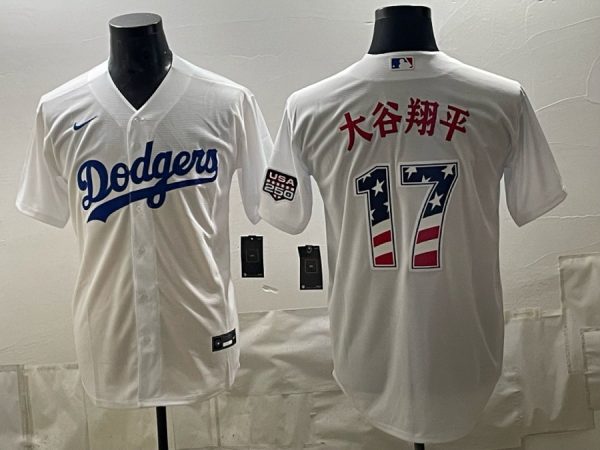 Dodgers #17 Shohei Ohtani White USA Flag Baseball Jersey New Cool Base Stitched MLB Jersey KK040 – 2026–27