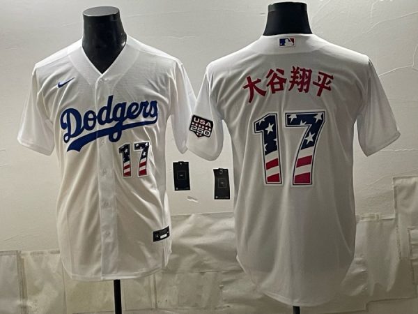 Dodgers #17 Shohei Ohtani White USA Flag Baseball Jersey New Cool Base Stitched MLB Jersey KK041 – 2026–27