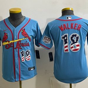 Cardinals #18 Jordan Walker Powder Blue Throwback Baseball Jersey New Cool Base Stitched MLB Jersey KK069 – 2026–27