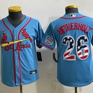 Cardinals #26 JJ Wetherholt Powder Blue Throwback Baseball Jersey New Cool Base Stitched MLB Jersey KK070 – 2026–27