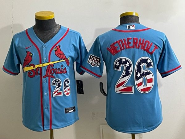 yp253275326-071 Cardinals #26 JJ Wetherholt Powder Blue Throwback Baseball Jersey New Cool Base Stitched MLB Jersey KK071 – 2026–27