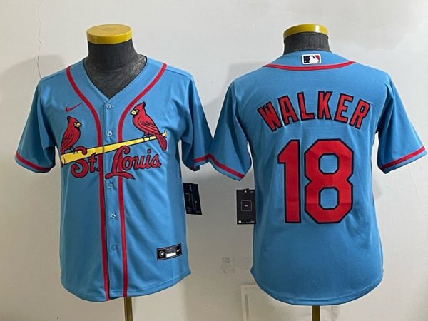 Cardinals #18 Jordan Walker Powder Blue Throwback Baseball Jersey New Cool Base Stitched MLB Jersey KK072 – 2026–27