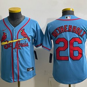 Cardinals #26 JJ Wetherholt Powder Blue Throwback Baseball Jersey New Cool Base Stitched MLB Jersey KK076 – 2026–27