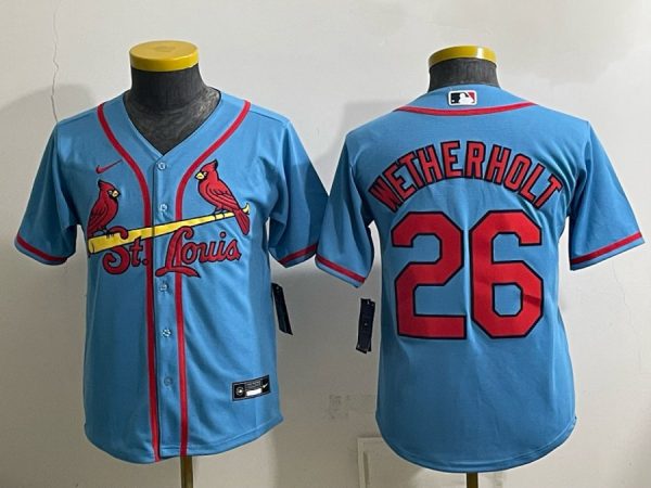 yp253275326-076 Cardinals #26 JJ Wetherholt Powder Blue Throwback Baseball Jersey New Cool Base Stitched MLB Jersey KK076 – 2026–27