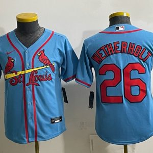 Cardinals #26 JJ Wetherholt Powder Blue Throwback Baseball Jersey New Cool Base Stitched MLB Jersey KK077 – 2026–27