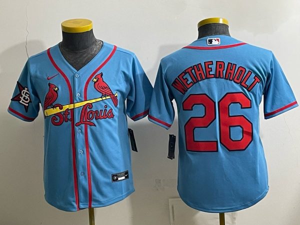 yp253275326-077 Cardinals #26 JJ Wetherholt Powder Blue Throwback Baseball Jersey New Cool Base Stitched MLB Jersey KK077 – 2026–27